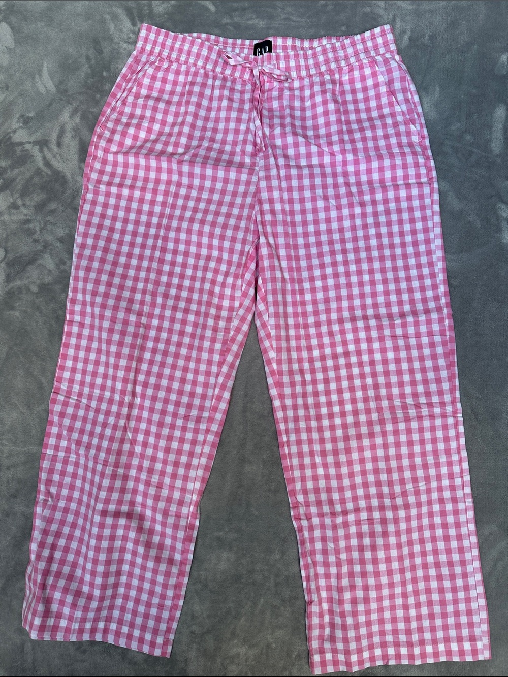 GAP Kids Pink & White Gingham Drawstring Pants